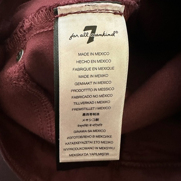 7 for all of Mankind HIGH WAIST ANKLE SKINNY IN COATED Burgundy - Picture 9 of 12